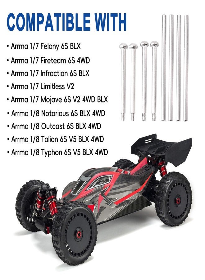 AllinRC Steel Hinge Pins Front Upper & Lower Outer for Arrma 1/8 Kraton Typhon Talion 6S BLX 1/7 Felony Infraction - Image 4
